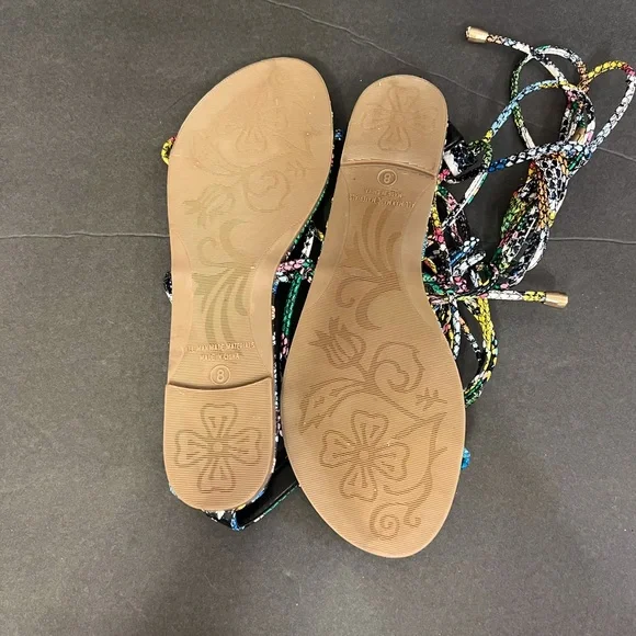 Liliana Colorful Snake Skin Pattern Strappy Sandals Size 8 - Picture 6 of 8